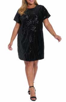 London Times Sequin T-Shirt Dress