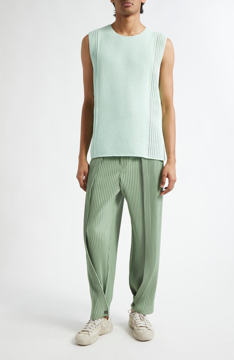Homme Plissé Issey Miyake Rustic Knit Sweater Vest, Alternate, color, Mint Green