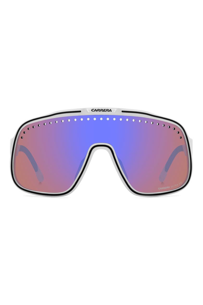 C Sport 99mm Mask Shield Sunglasses, Main, color, MATTE WHITE/ BLUE ML HC