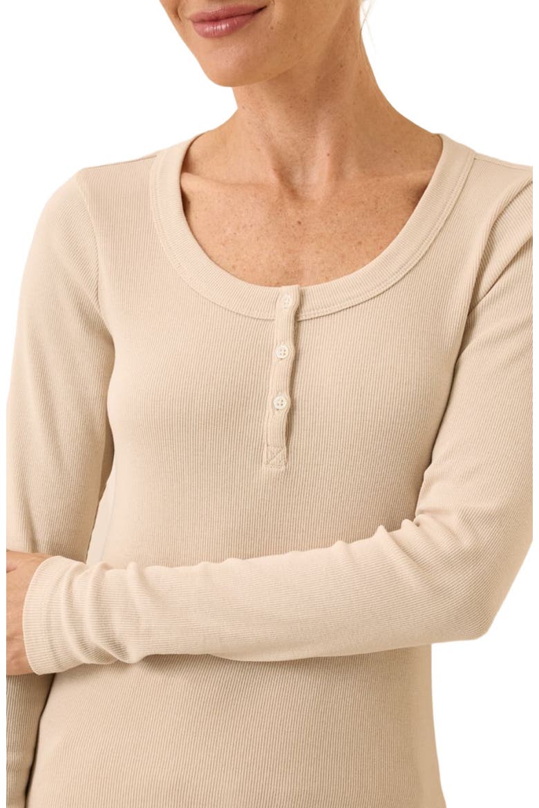 Dream Rib Slim Henley Made with Organic Cotton, Alternate, color, Sandshell