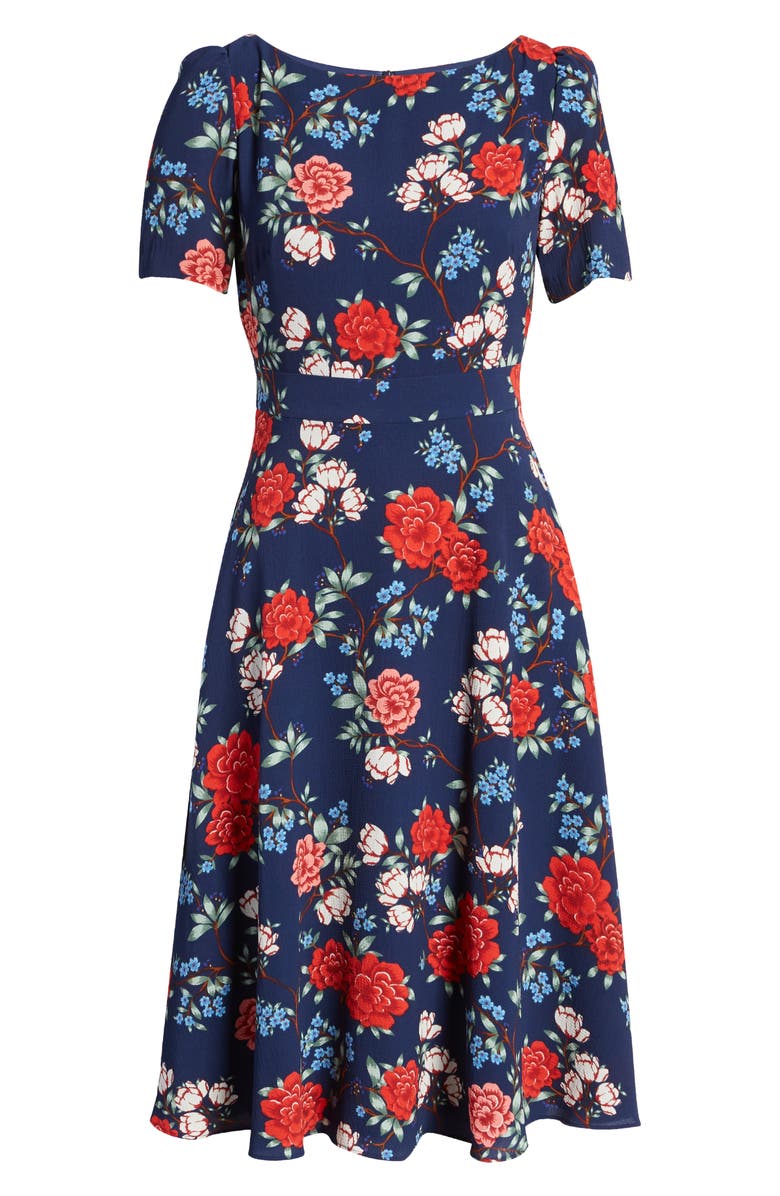 Harper Rose Floral Crepe A-Line Dress, Alternate, color,