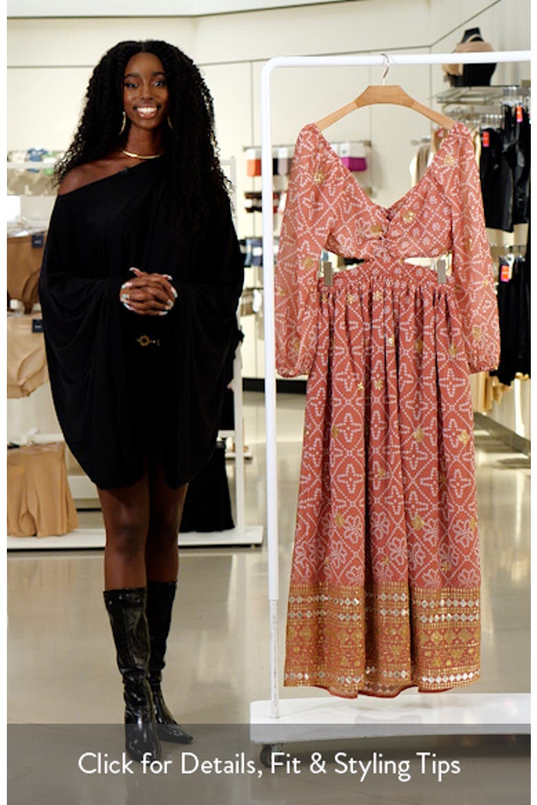 Eden Beaded Bandhani Print Long Sleeve Maxi Dress video
