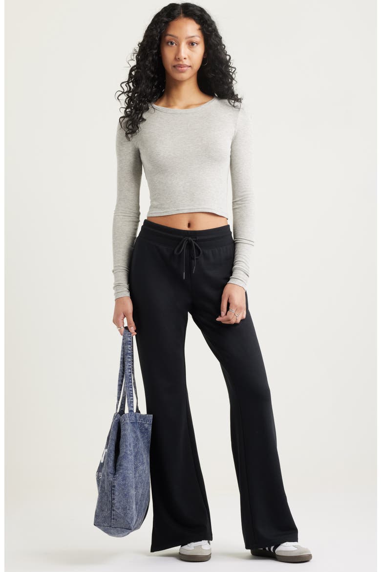 Loved Fleece Flare Leg Sweatpants, Alternate, color, BLACK