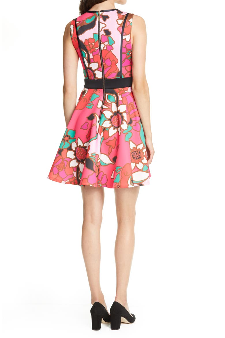 Arilina Piñata Piped Skater Dress, Alternate, color, BRIGHT PINK