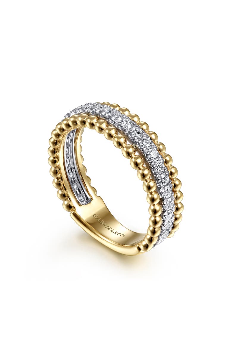 14k Gold Diamond Stack Ring, Alternate, color, 14K YELLOW/ WHITE GOLD