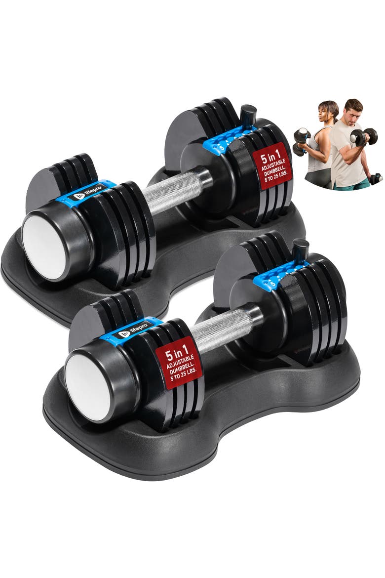 Adjustable Dumbbell Set 25lb Quick Adjust Strength Training Weights for Home Gym, Main, color, 25lb with Pin Adjust