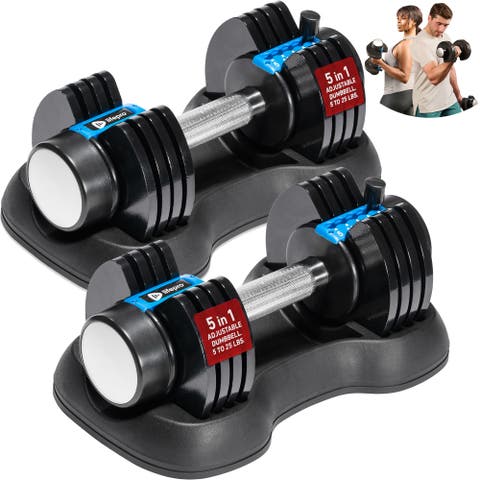 Adjustable Dumbbell Set 25lb Quick Adjust Strength Training Weights for Home Gym