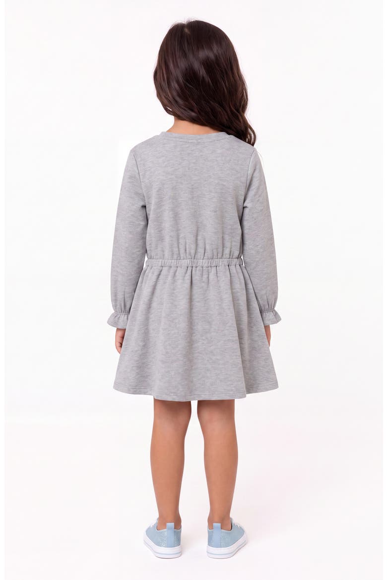 Kids' Bow Appliqué Long Sleeve Dress, Alternate, color, GREY PATCHES