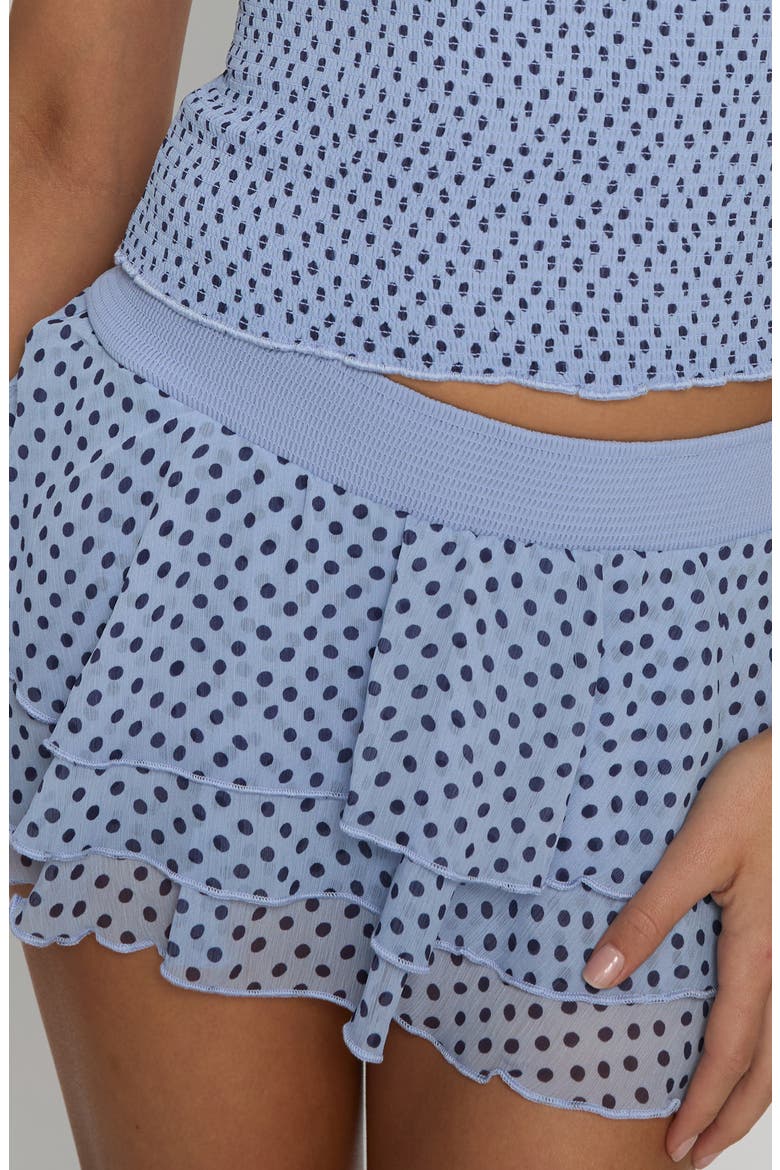 Ready to Party Polka Dot Tiered Frill Skort, Alternate, color, BLUE / POLKA