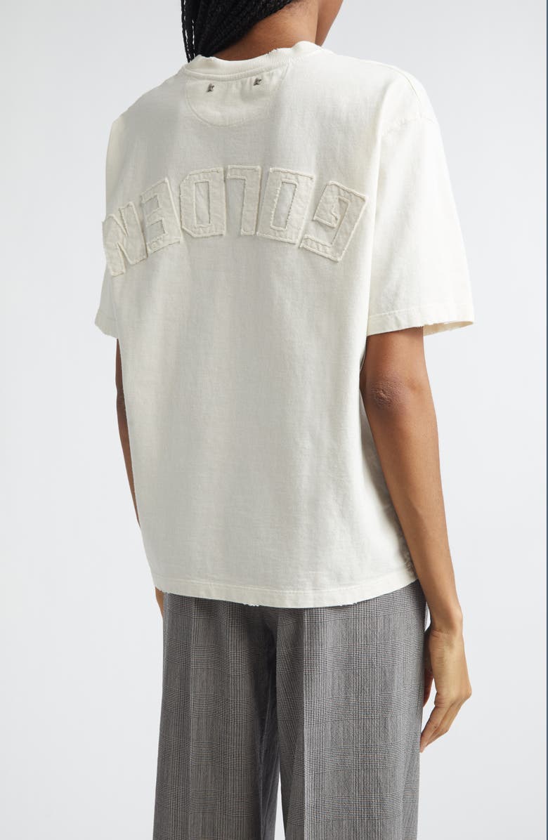 Golden Goose Gender Inclusive Star Embellished Distressed Graphic T-Shirt, Alternate, color, Artic Wolf