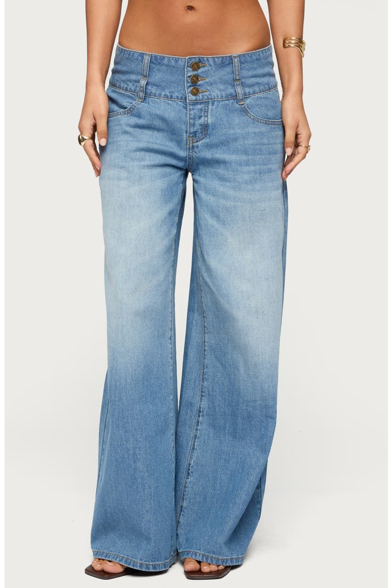 Wide Waist Low Rise Baggy Jeans, Main, color, LIGHT-BLUE