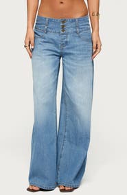 EDIKTED Wide Waist Low Rise Baggy Jeans