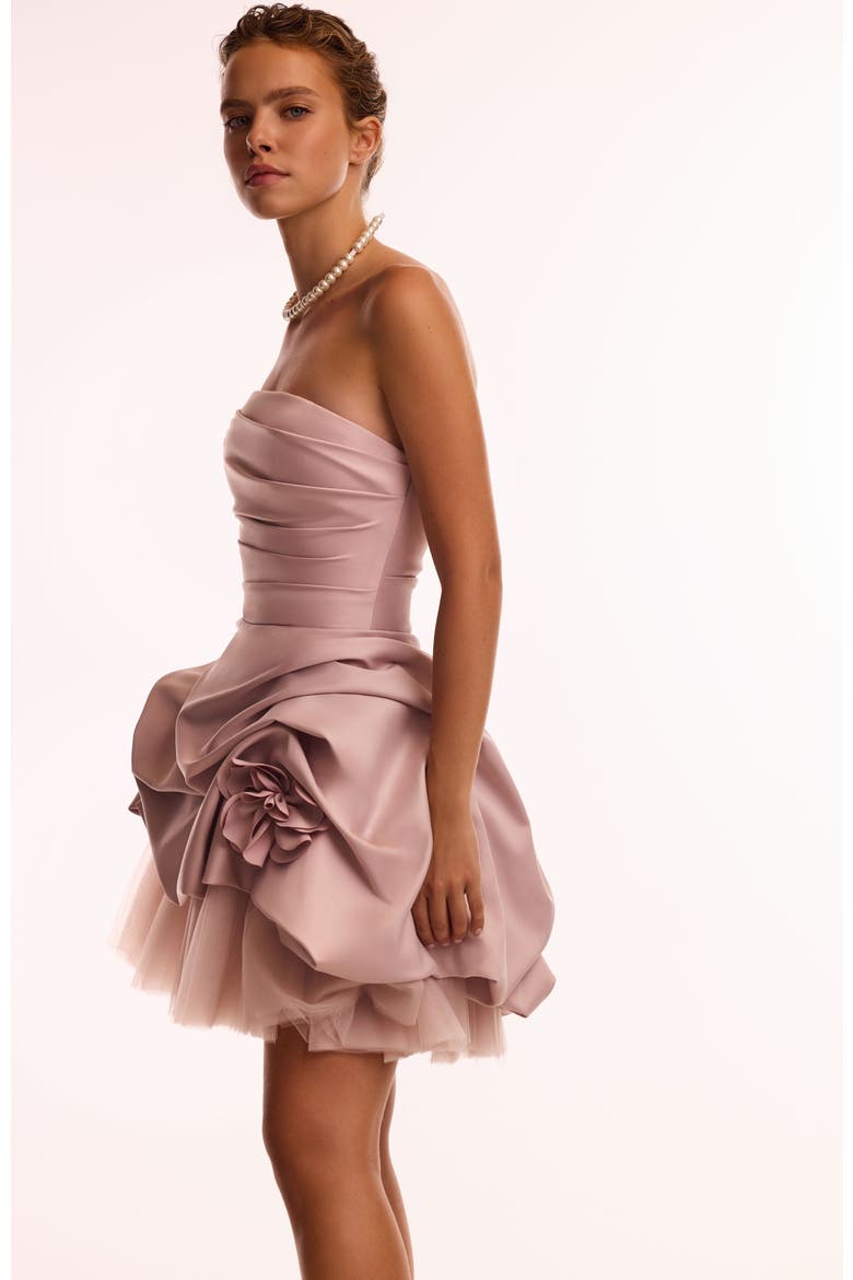 Strapless Rosette Formal Occasion Mini Dress in Misty Rose, Alternate, color, Misty Rose