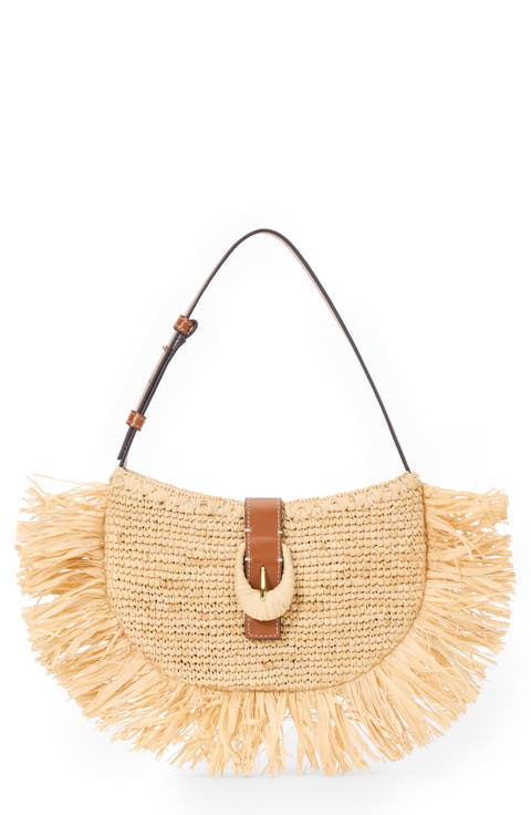 Alana Raffia Fringe Shoulder Bag