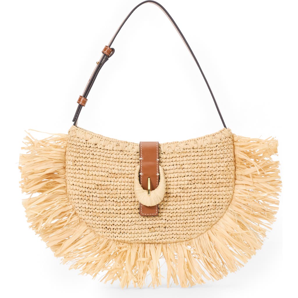 Staud Alana Raffia Fringe Shoulder Bag