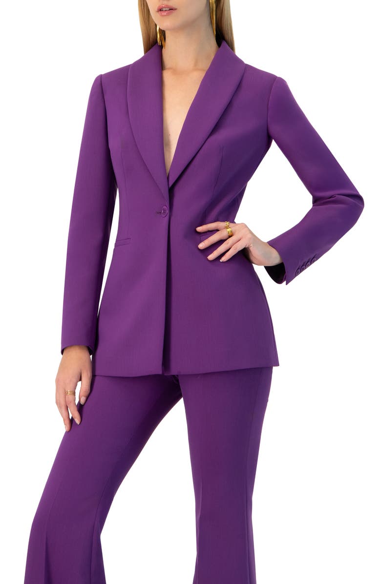 IVONNE Shwal Collar Single-Breasted Blazer, Main, color, Purple