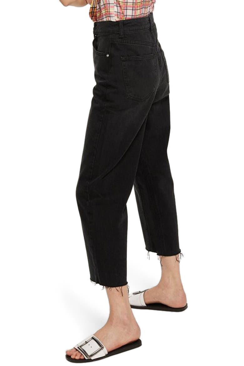 High Waist Wide Leg Crop Jeans, Alternate, color, WASHED BLACK
