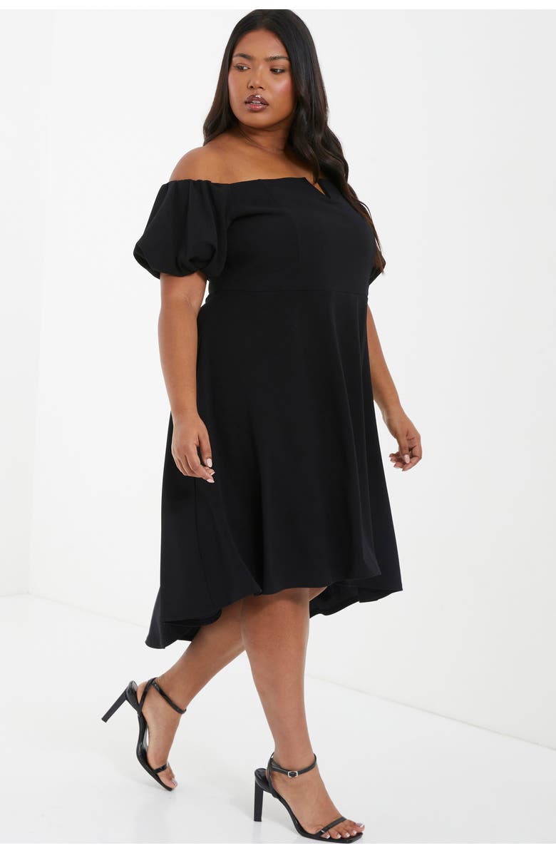 QUIZ Puff Sleeve Bardot Dress, Alternate, color,
