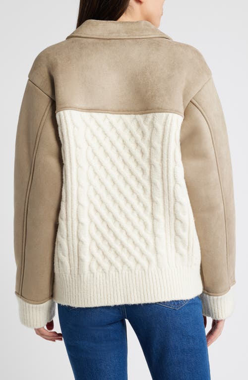 TREASURE & BOND TREASURE & BOND FAUX SUEDE & FAUX SHEARLING SWEATER JACKET 