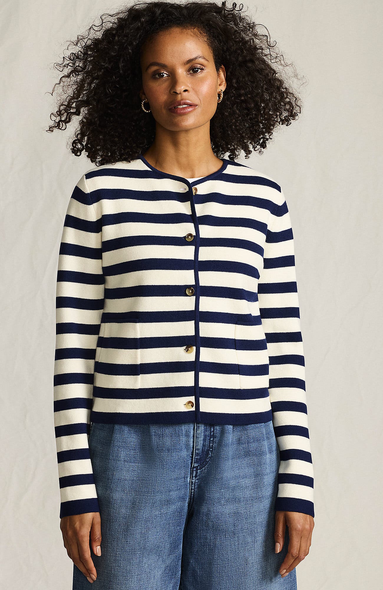 Fresh Ivory/Navy Breton Stripe