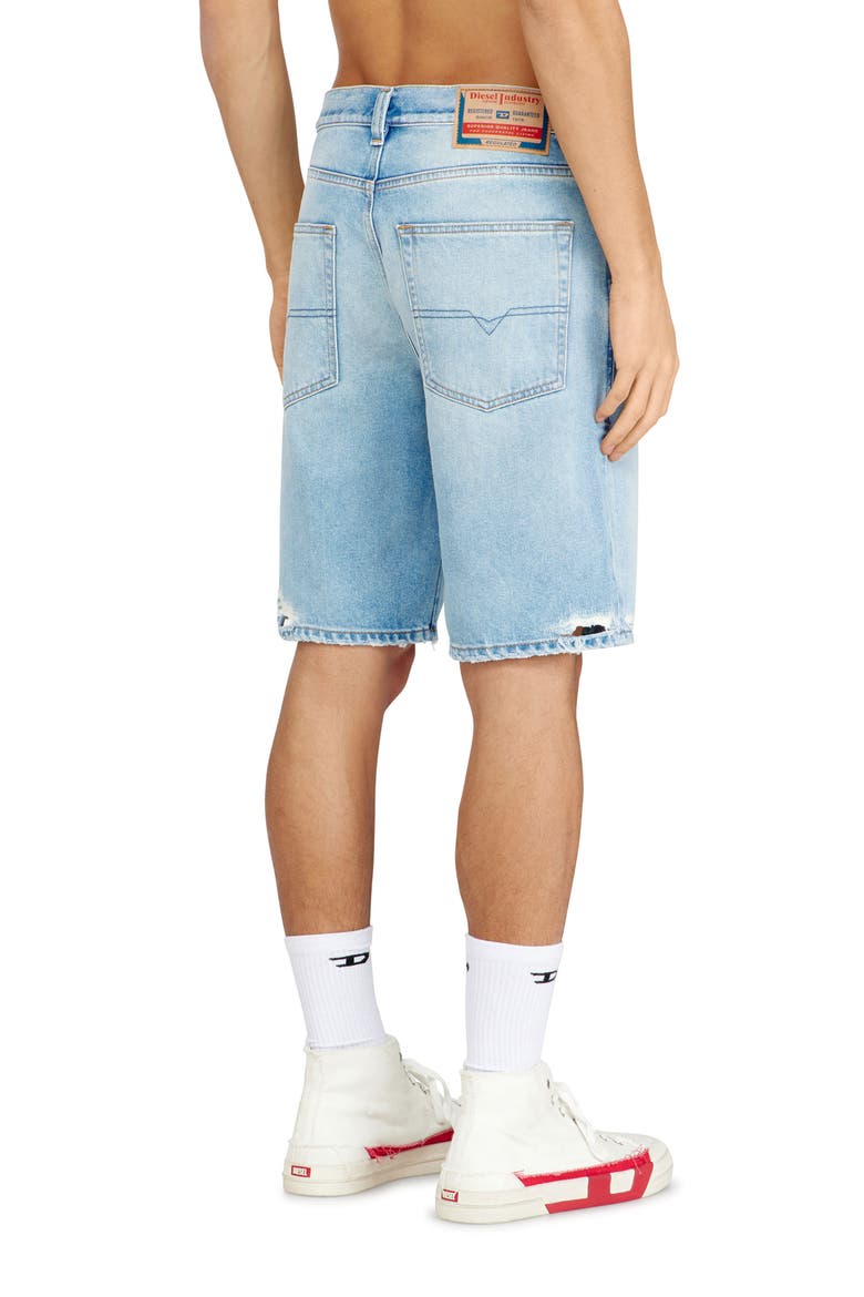 Regular-Short Distressed Denim Shorts, Alternate, color, DENIM