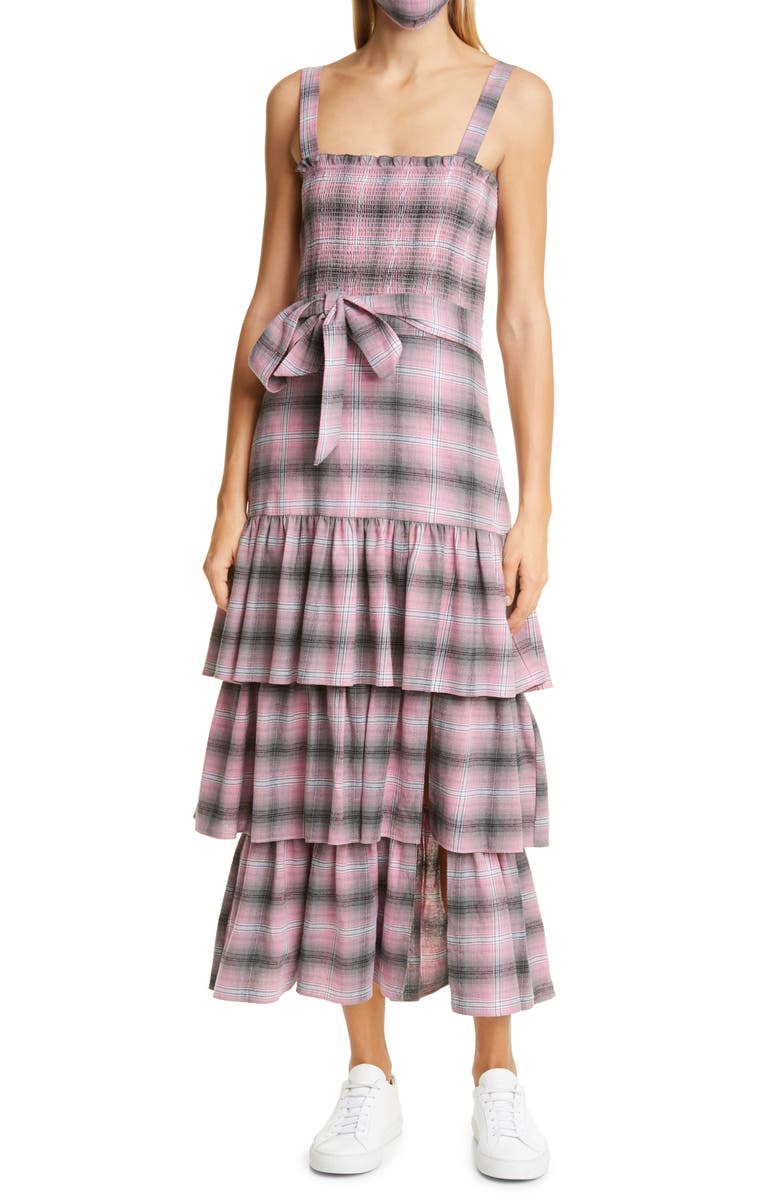 LIKELY Paretti Plaid Smock Cotton Sundress, Main, color,
