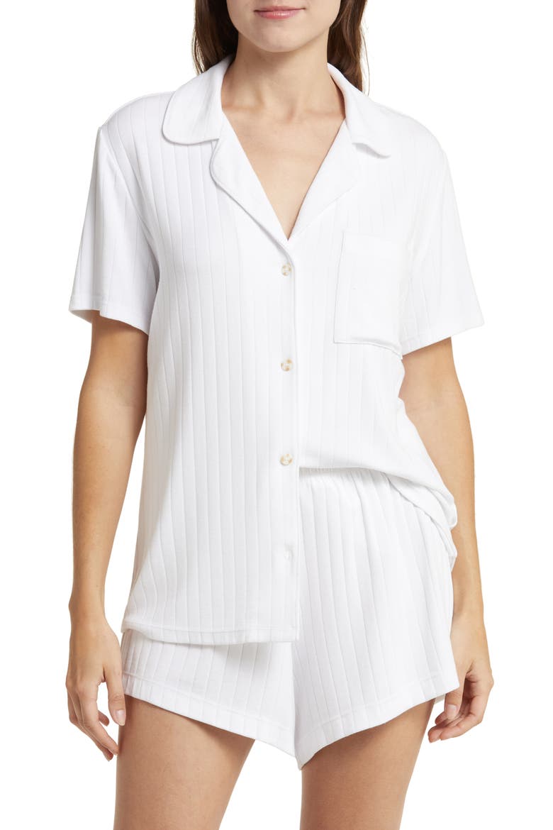 Relaxed Rib Short Pajamas, Main, color, WHITE
