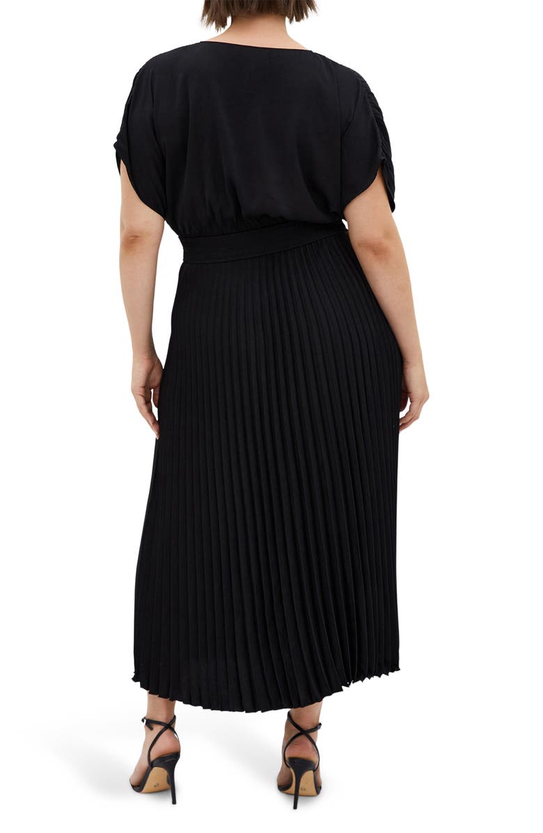 City Chic Elia Faux Wrap Pleated Dress, Alternate, color,