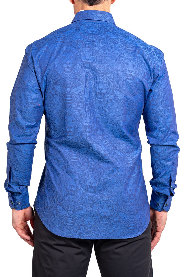 Fibonacci Ascension Contemporary Fit Button-Up Shirt, Alternate, color, BLUE