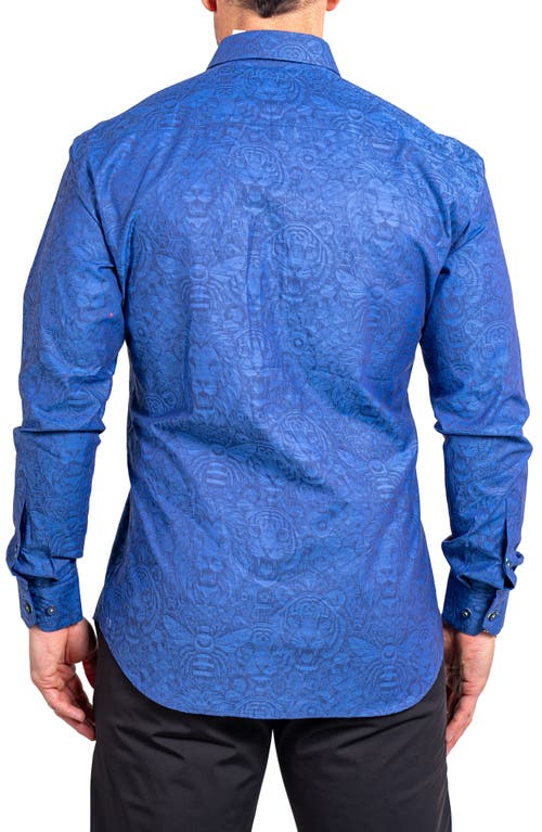 Maceoo Fibonacci Ascension Contemporary Fit Button-up Shirt In Blue
