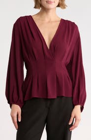 MAX STUDIO Ruffle Neck Long Sleeve Top