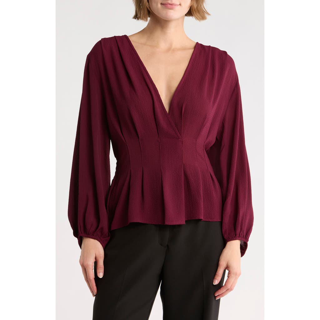 Max Studio Ruffle Neck Long Sleeve Top In Pink