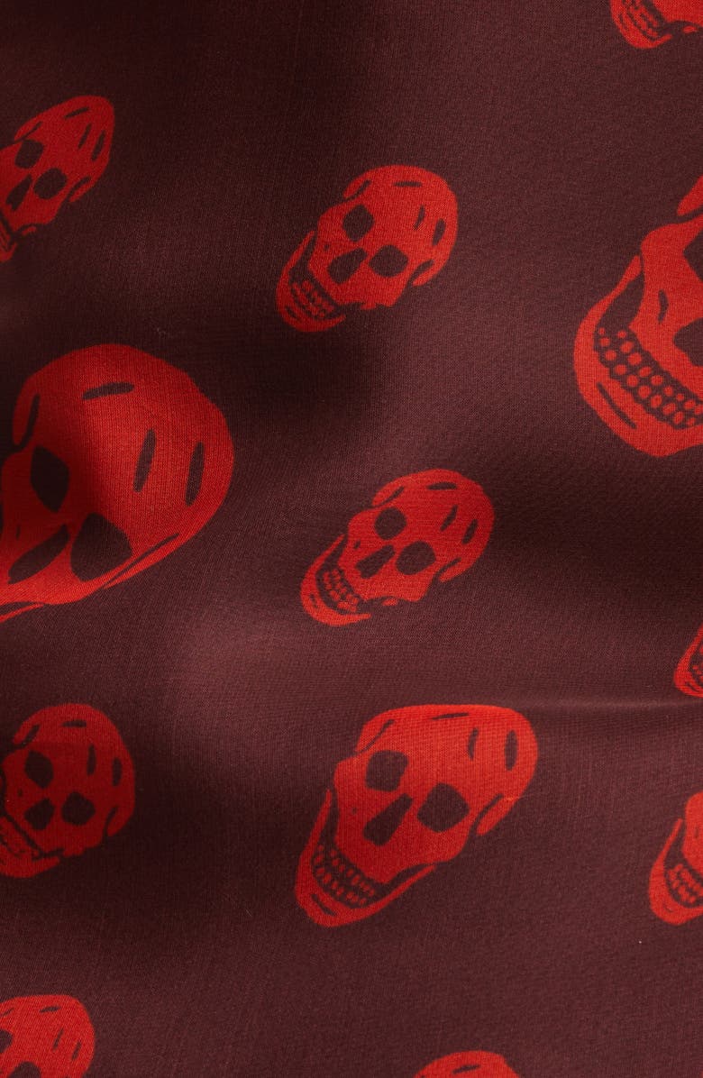 McQueen Skull Print Silk Chiffon Scarf Top, Alternate, color, Dark Purple