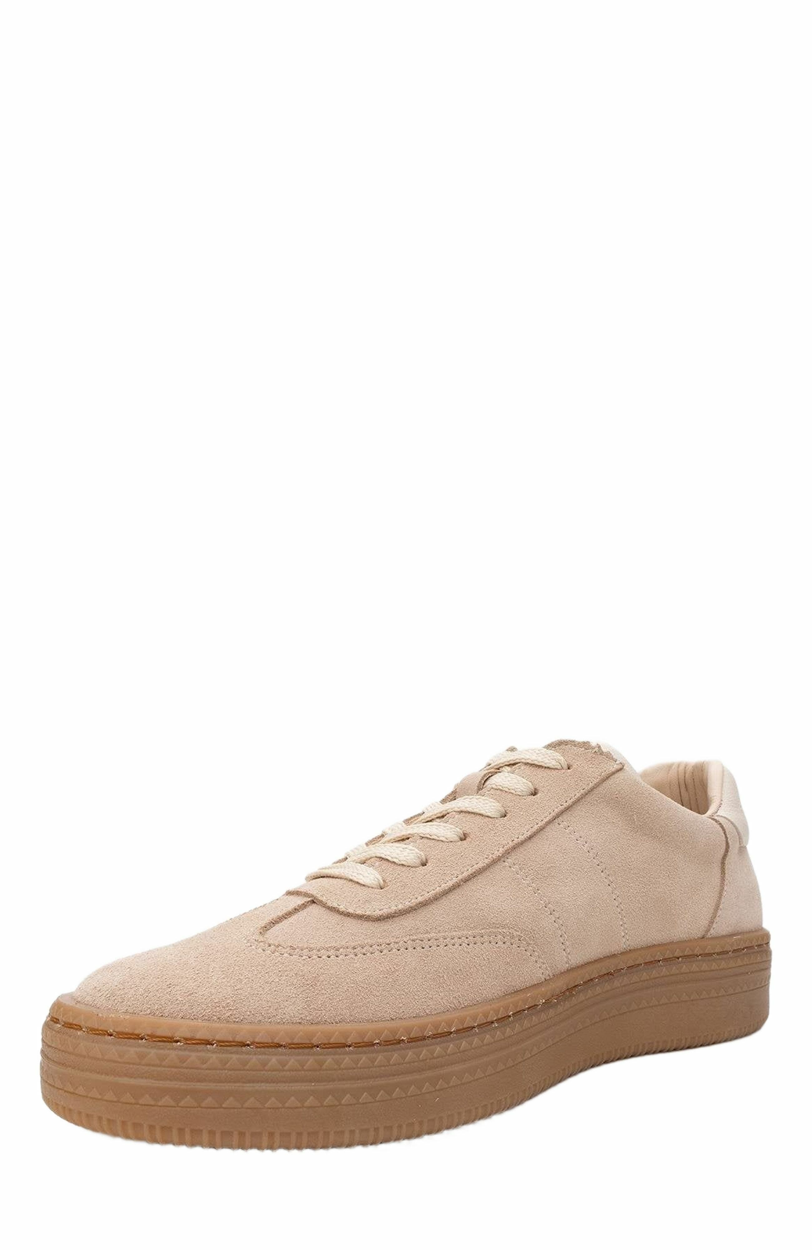 Forever & Always Shoes Fyore Leather Sneakers, Alternate, color, Beige Suede Leather
