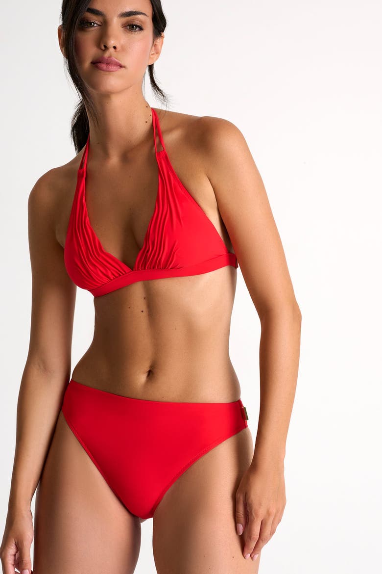 High-Waisted Brazilian Bikini Bottom, Alternate, color, Red