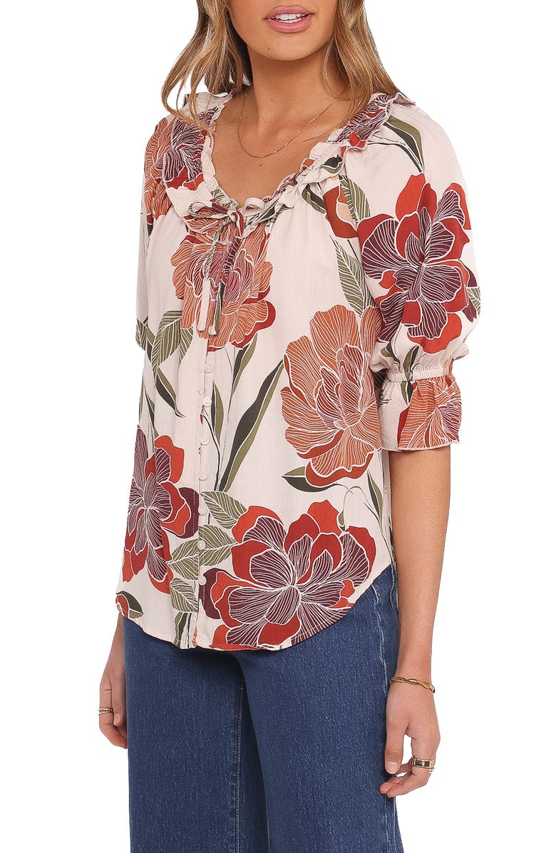 Petal & Pup Bertha Floral Button-Up Top, Alternate, color, Fall Floral