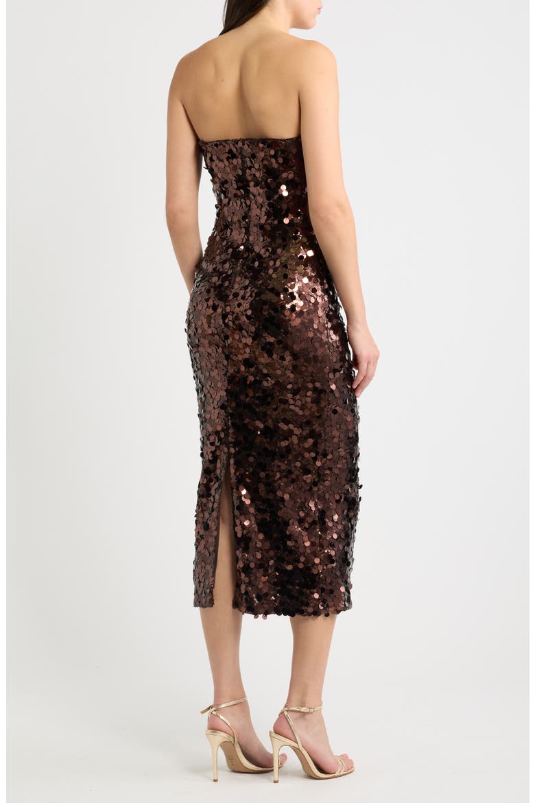 Paillette Strapless Body-Con Cocktail Dress, Alternate, color, CHOCOLATE