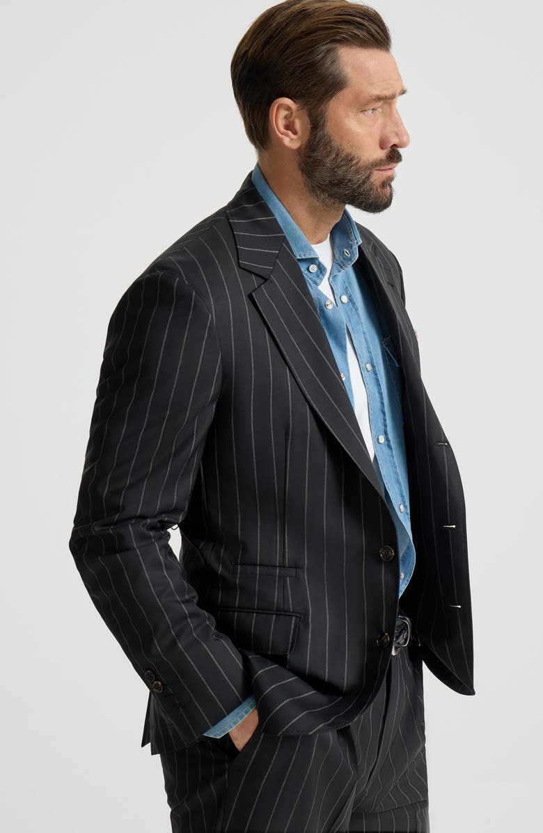 Brunello Cucinelli Virgin wool blazer, Alternate, color, Black