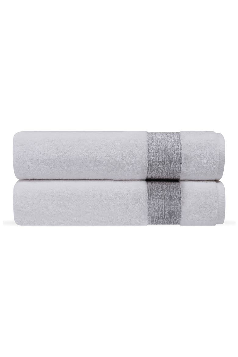 Pera 2-Piece Turkish Cotton Bath Sheet, Main, color, SILVER