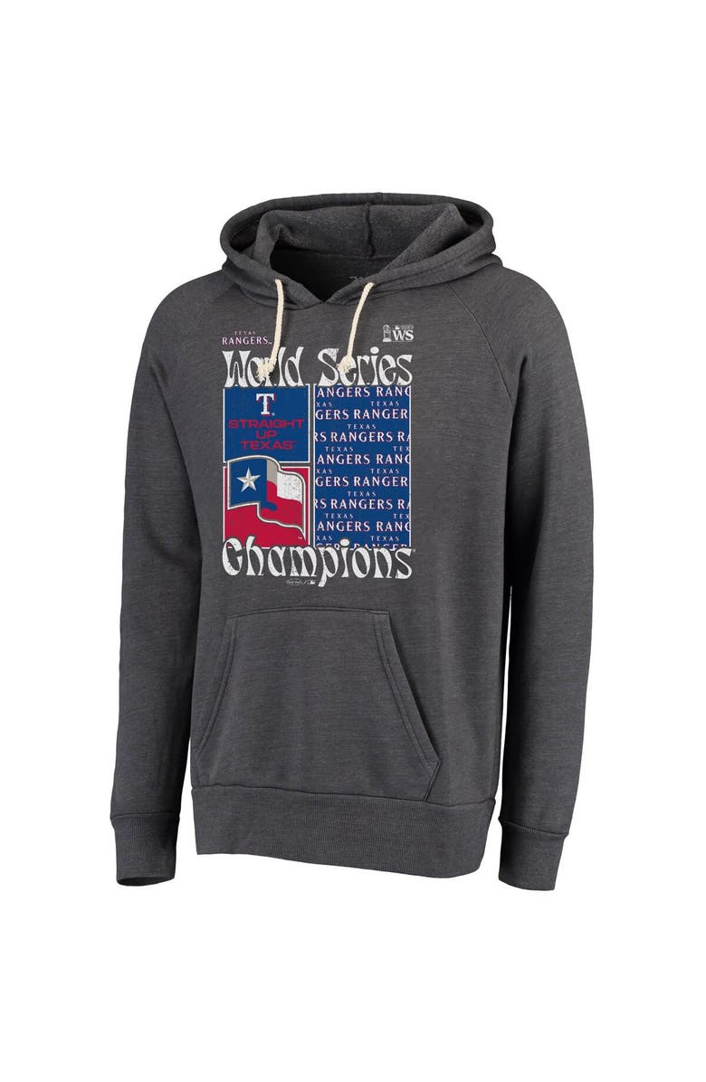 Majestic Threads Men's Majestic Threads  Charcoal Texas Rangers 2023 World Series Champions Local Squares Tri-Blend Pullover Hoodie, Alternate, color, 