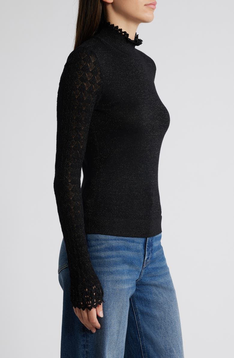 PAIGE Stephanie Metallic Knit Top, Alternate, color, Black Sparkle