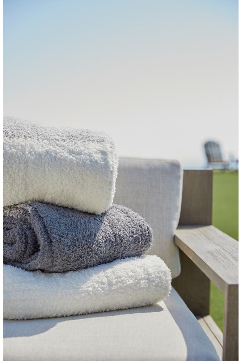 Luxe Heathered Stripe Throw Blanket, Alternate, color, LINEN-WARM GRAY