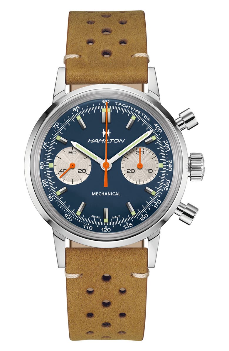 Hamilton American Classic Intra‑Matic Chronograph Watch Gift Set, 40mm, Main, color, Blue