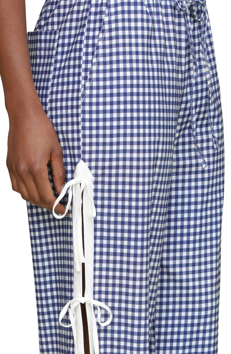 Avec Les Filles Side Tie Gingham Drawstring Pants, Alternate, color, Navy-White Gingham