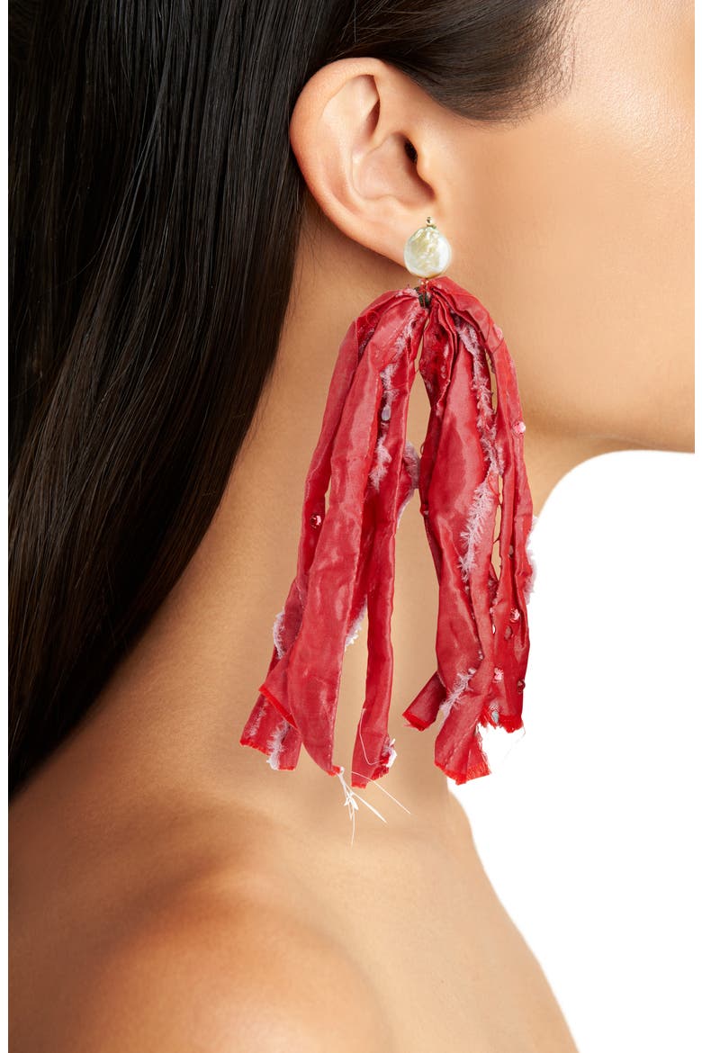 Amaranthus Drop Earrings, Alternate, color, SCARLET