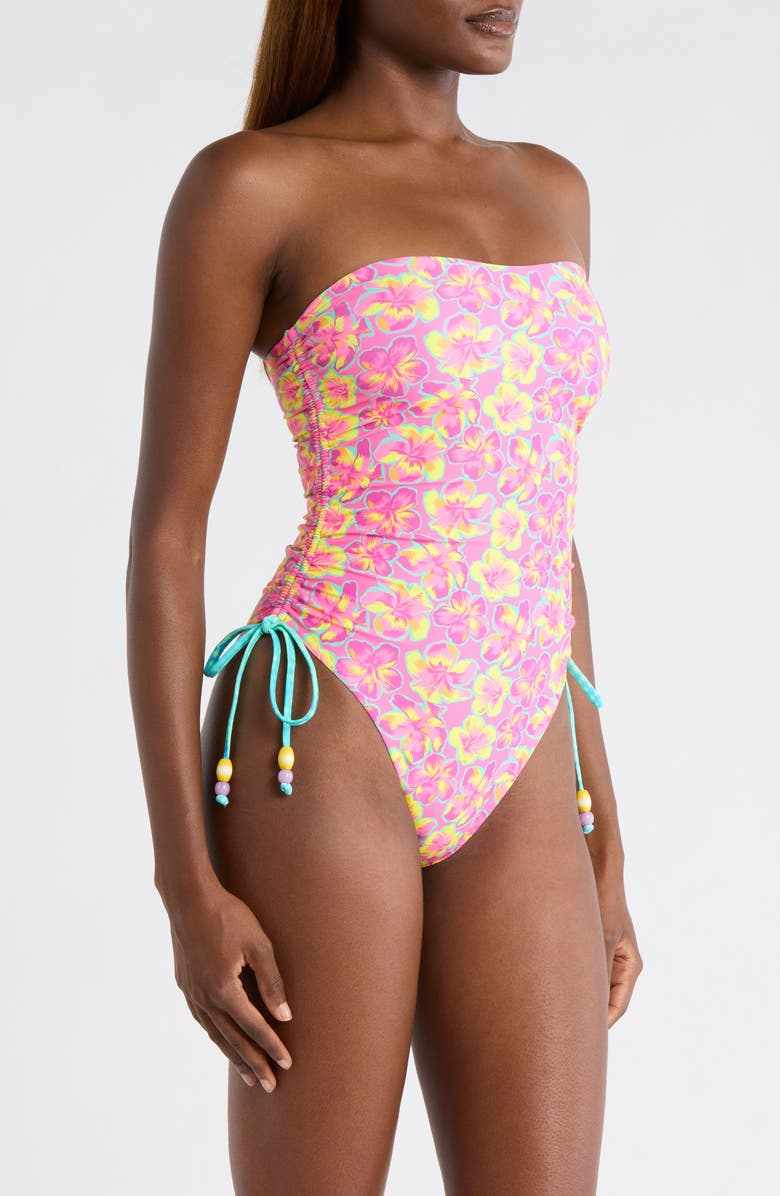 Kulani Kinis Strapless Cinched Tie One-Piece Swimsuit, Alternate, color, Sun Pop