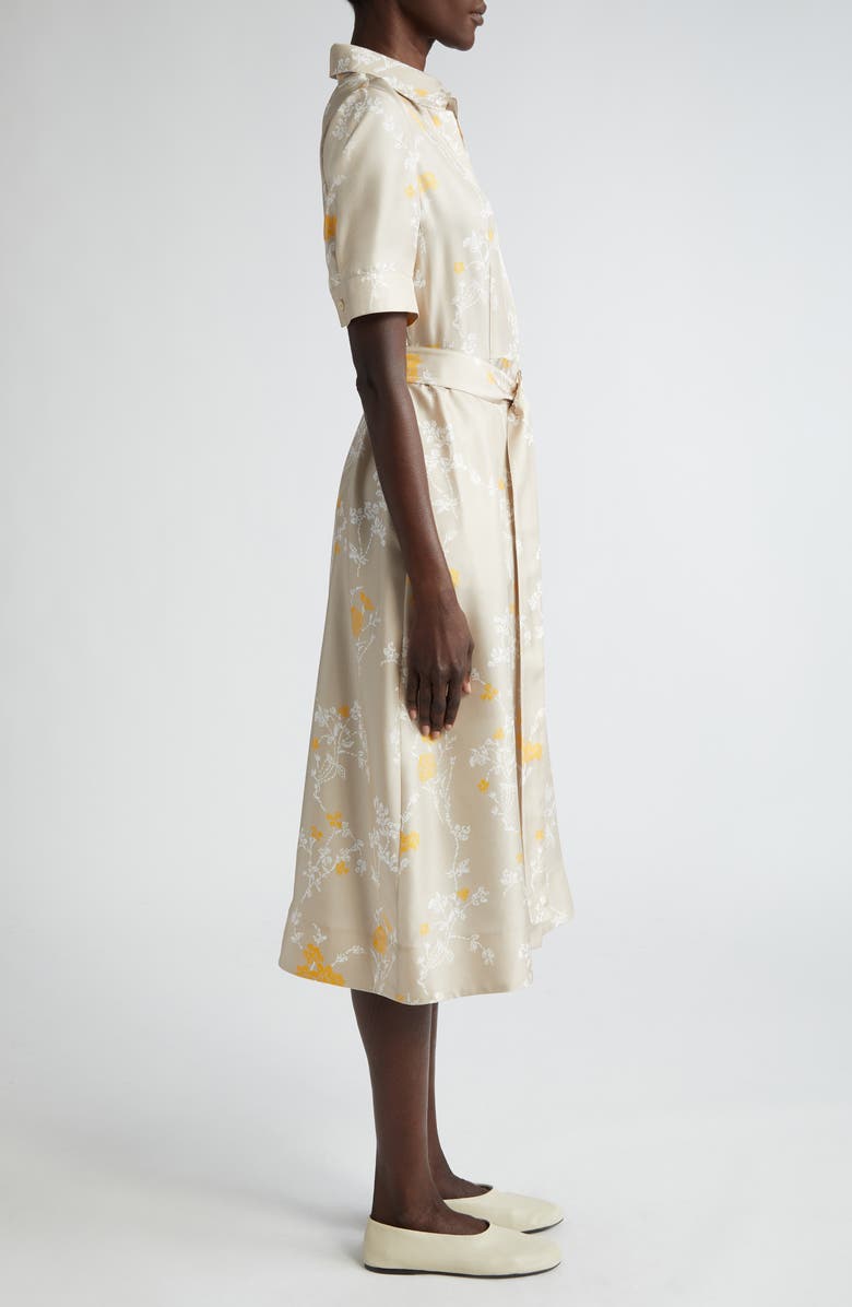 Lafayette 148 New York Floral Belted Silk Shirtdress, Alternate, color, 