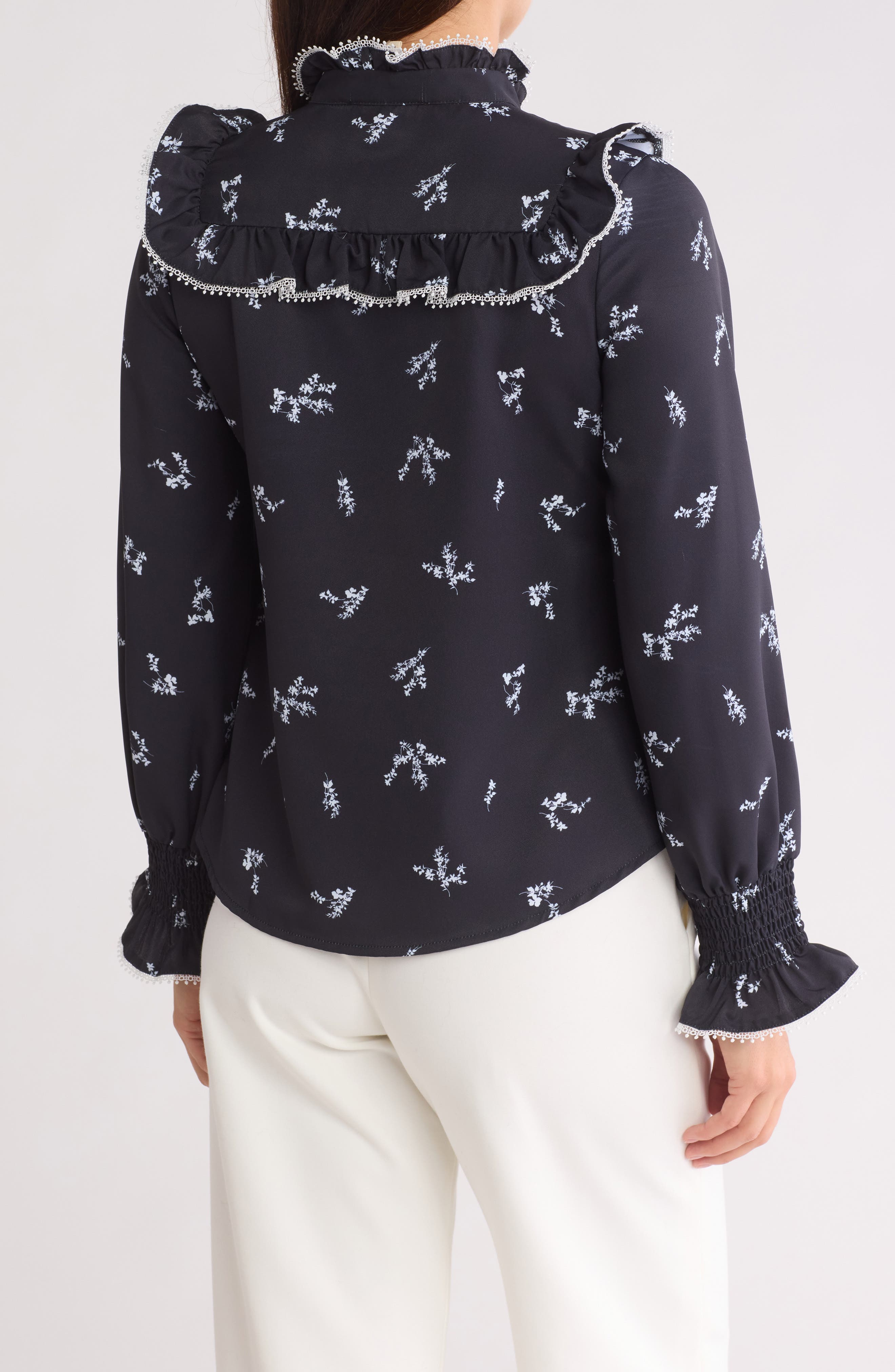 Amelia Floral Ruffled Yoke Button-Up Shirt - image 2
