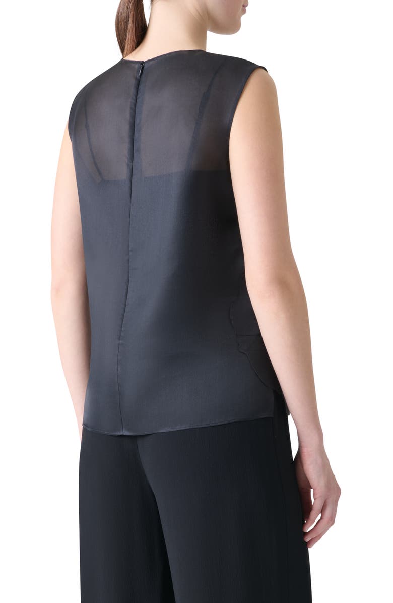 Akris 3D Poppy Appliqué Silk Organza Top, Alternate, color, Black