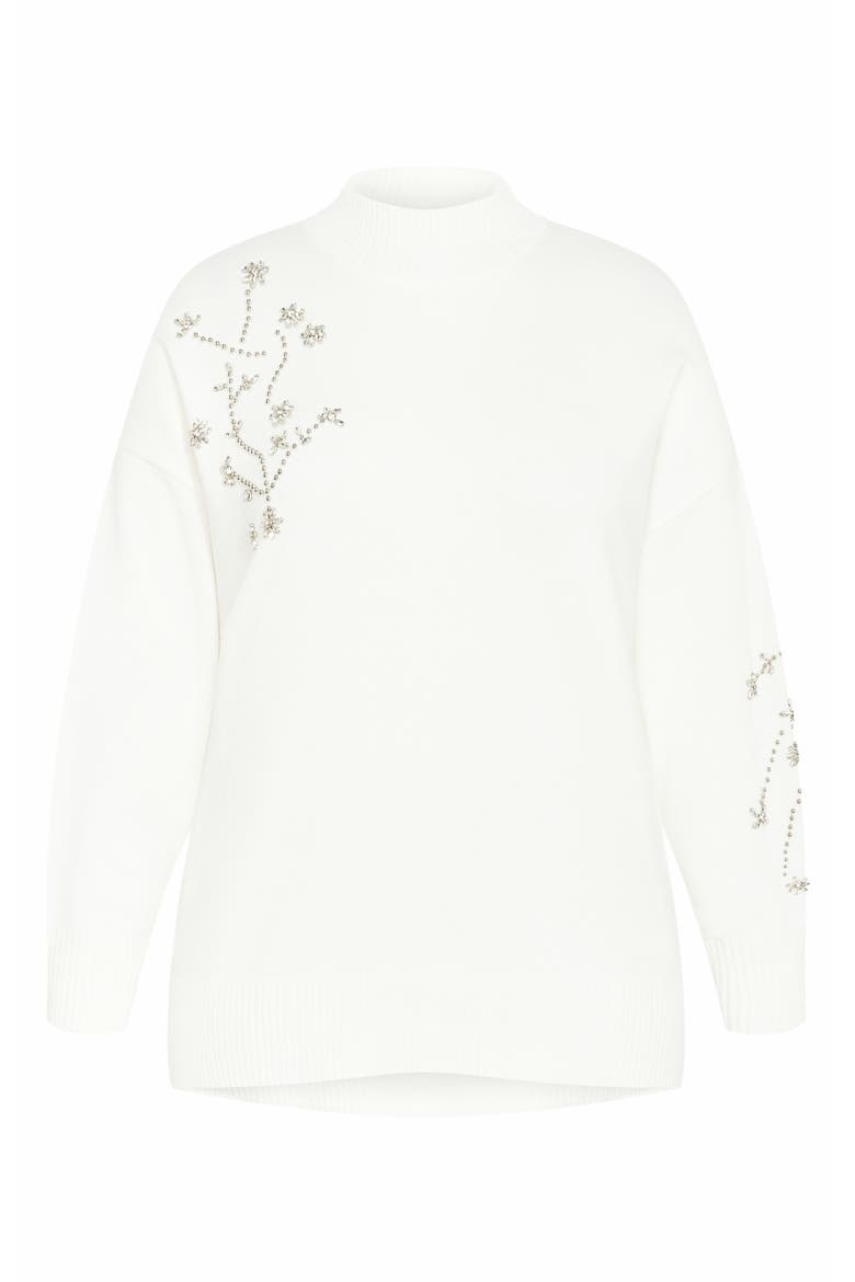 Zariah Rhinestone Mock Neck Sweater, Alternate, color, IVORY